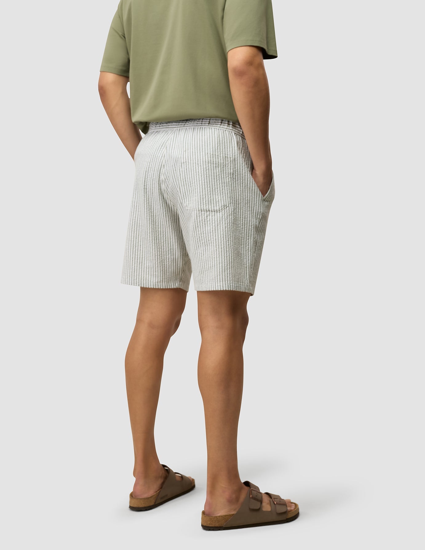 Seersucker Shorts Green Stripes